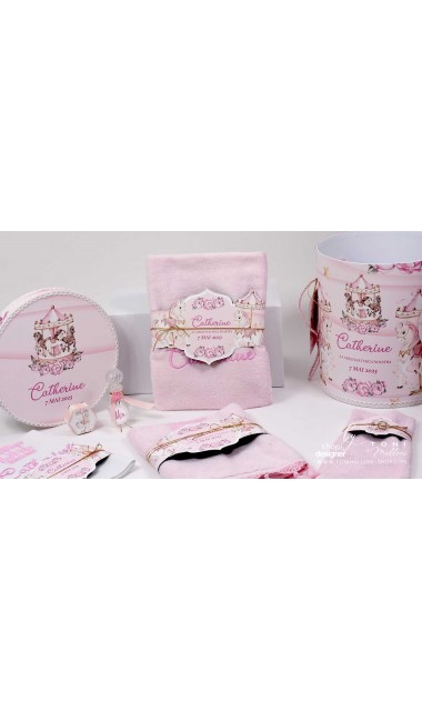 Trusou botez fetita tematic si personalizat cu ponei Pink Carousel 16